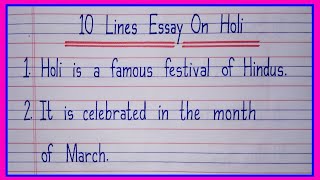 Holi essay 10 lines in englishEssay on Holi in english 10 lines10 lines on Holi in english [upl. by Nanyt]