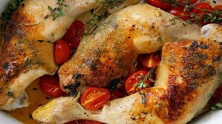 Recette  Cuisses de poulet rôties au four [upl. by Vashtee131]