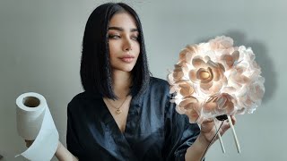 Amazing Flower Night Lamp Making at Home  Cool Craft idea  Handmade Decor With Tissue Paper [upl. by Nottage]