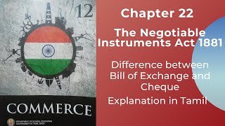 TN State Board12 CommerceChapter 22TamilNegotiable Instruments Act Diff between BOE and Cheque [upl. by Etnovaj166]