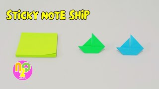 Sticky Note Origami Ship  How to Make Origami Ship from Sticky Note [upl. by Eivi]