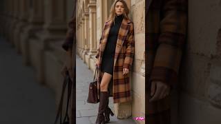 Top Autumn Street Fashion Trend 2024 Urban Layering with Oversized Plaid Shacket amp Turtleneck Dress [upl. by Gavrila514]