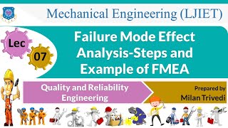 L 7 FMEASteps and Example of FMEA I Quality and Reliability Engineering I Mechanical [upl. by Matty911]