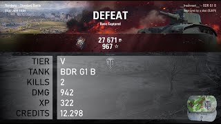 1284 BDR G1 B  2 kills  942 dmg  322 xp  12298 credits  World of Tanks [upl. by Meri760]