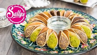 Atayef  gefüllte arabische Desserts mit Pistazien und Krokant  zwei Füllungen  Sallys Welt [upl. by Geneva676]