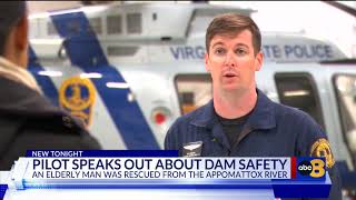 Pilot speaks out on dam safety after an elderly man was rescued from the Appomattox River [upl. by Alrahs810]