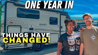 RV TOUR  Brutally Honest Review of Full Time RV Living in Our Winnebago EKKO Major 2023 Changes [upl. by Aicyla]