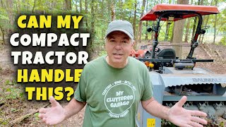 Running the Baumalight MP348 Brush Mulcher with my Kubota B2601 Compact Tractor  MCG Video 237 [upl. by Yeroc275]