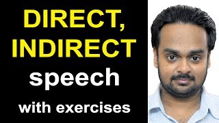 Direct Indirect Speech Narration  Reported Speech  English Grammar  with Exercises amp Quiz [upl. by Toy697]