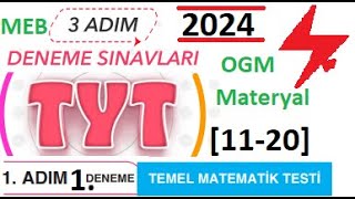 3 Adım Deneme Sınavları  TYT  1 Adım 1 Deneme  Matematik  Temel Matematik Testi  MEB  2024 [upl. by Enerehs443]