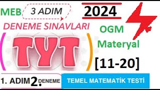 3 Adım Deneme Sınavları  TYT  1 Adım 2 Deneme  Matematik  Temel Matematik Testi  MEB  2024 [upl. by Enyrhtac]