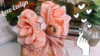 Lazo EVELYN 🎀🤩🌸 con listón de 4 cm borlon falla o POPOTILLO 4 cm ribbon bow [upl. by Amitie]