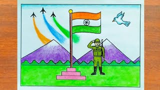 Independence Day Drawing  How to Draw Independence Day Poster Easy Step By Step  15 August Drawing [upl. by Rani131]