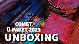 Unboxing COMET Feuerwerk Überraschungskartom Paket groß 2023  Silvester Batterien [upl. by Anayaran604]