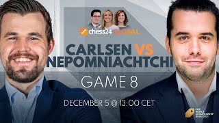 Carlsen  Nepomniachtchi  Game 8  World Chess Championship  Howell Houska Snare [upl. by Dash]