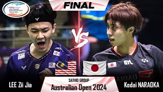 FINAL  LEE Zii Jia MAS vs Kodai NARAOKA JPN  Australian Open 2024 Badminton [upl. by Levon]