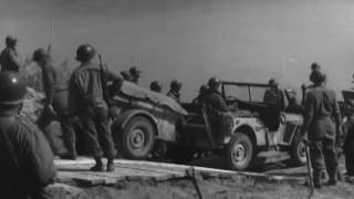 Strafing Planes and German Woman Soldiers 86th Division Crosses the Danube Infantry Support Raft [upl. by Fusuy322]