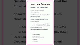 Gas Chromatography interview questions and answers  GC interview questions  Interview questions [upl. by Eniliuqcaj941]