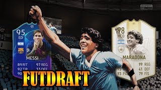 MARADONA 98 Y MESSI  5 ICONOS EN MI MEJOR FUTDRAFT FIFA 19 [upl. by Loeb]