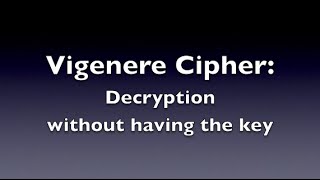 Vigenere Cipher  Decryption Unknown Key [upl. by Asseneg]