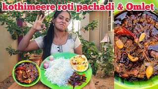 Amma chethi kothimeere roti pachadi amp Omlet [upl. by Aerdnad]