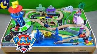 Paw Patrol Adventure Bay Play Table Look Out Tower Pups Kidcraft Wooden Train Tracks Table Playset [upl. by Mendel]