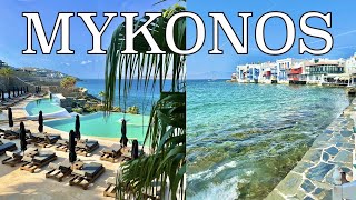 MYKONOS GREECE Walking Tour  Dining  Little Venice  Buddha Bar  Scorpios  180° Sunset Bar [upl. by Aiyekal]