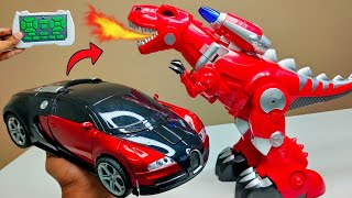 RC Shape Changing Brontosaurus Vs RC Programmable Robot Unboxing amp Fight  Chatpat toy tv [upl. by Mackoff211]