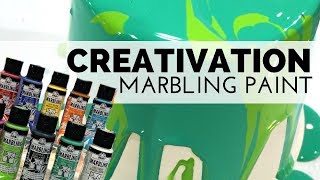 Creativation 2018 FolkArt Marbling Paint Demo [upl. by Anerev]