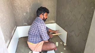 Excellent work in Bathroom Wall And Floor tile installation process Easy and Fastest Construction [upl. by Razatlab]