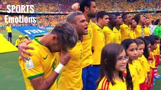 Neymar PLEURE Thiago Silva Dani Alves David Luiz en transe  Hymne Brésil  Coupe du Monde 2014 [upl. by Uaerraj]