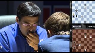 Excited Magnus Carlsen Anxious Anand  End of Rd11  World Chess Championship 2014 [upl. by Adnohral482]