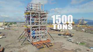 PhilippinesRavago 1500 Tons Refinery Module LoadoutSPMT SPT Multiaxle Cranes Rent Hire [upl. by Ellmyer]