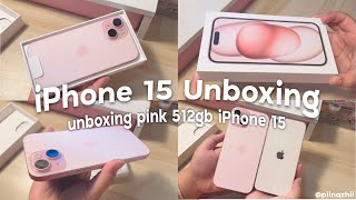 Aesthetic pink iphone 15 unboxing eng cc 🎀 ☆⋆｡  piinqzhii [upl. by Elegna980]