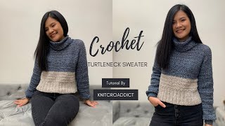 How to Crochet a Turtleneck Sweater Crochet a Sweater for BeginnersCrochet Turtleneck Sweater [upl. by Yojenitsirk397]