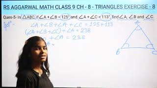 Q5 Exercise 8  Chapter 8 Triangles  RS Aggarwal Math class 9  RN Glory [upl. by Ruhnke481]