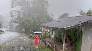 Walking in the rain of Great Thunder in the village Red soil  Hypnotized Weather and calming [upl. by Nelleh44]