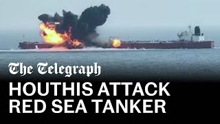 Yemen’s Houthis attack tanker ship in Red Sea [upl. by Nnyleak]