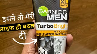 Garnier Men Turbo Bright Double Action Charcoal Facewash  Face wash for men [upl. by Genevra]