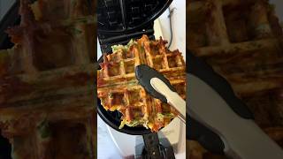 5Min Savory Waffles with Spinach Ham amp Cheese breakfast easyrecipe waffle [upl. by Hedve]