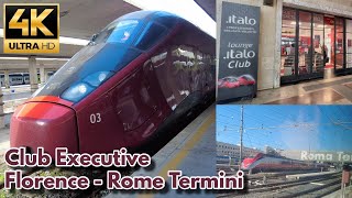 4K Italo Club Executive Class  Florence  Rome  Lounge Italo Club Italian Bullet Train First Class [upl. by Syck]