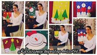 Karácsonyi képeslap készítés 🎄 Hóember ☃️ karácsonyfa 🎄 Különleges képeslapok  Karácsonyi üdvözlő [upl. by Darahs]