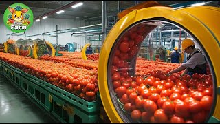 How HUGE Quantities of Tomatoes are Processed  Tomato Harvesting and Tomato Sauce Production [upl. by Ahsener828]