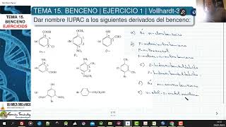 TEMA 15 BENCENO  EJERCICIO 1 NOMENCLATURA IUPAC DE DERIVADOS DEL BENCENO [upl. by Jeunesse]