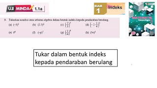 KSSM Matematik Tingkatan 3 Bab 1 indeks pendaraban berulang uji minda 11a no3 buku teks [upl. by Aid]