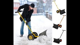 ❄️ Snow Shovel 5 level Adjustable Rolling Heavy Duty Steel Snow Pusher With 10 Inch Rubber Wheels [upl. by Anayik]