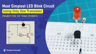 Simple LED Blink Circuit using BC547 Transistor Breadboard Project [upl. by Nilkcaj]