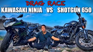 Kawasaki Ninja VS Royal Enfield SHOTGUN 650  Which is Faster 😱 [upl. by Aleakam]