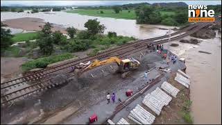 Vijayawada Floods Drone Footage Reveals Flood Devastation  Railway Tracks Damaged  News9 [upl. by Coffeng799]