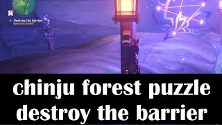 Genshin impact chinju forest barrier puzzleCleansing defilement location [upl. by Ahsyla]